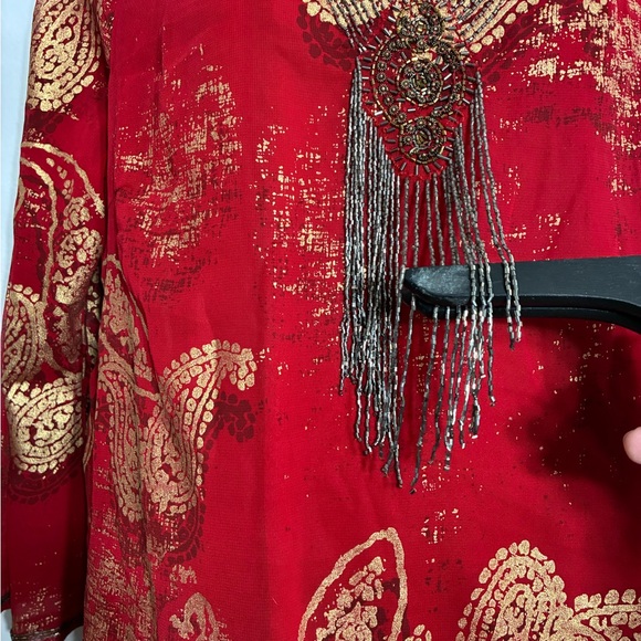 Roaman’s Red and Gold Paisley Top Size 22W NEW - Picture 4 of 12